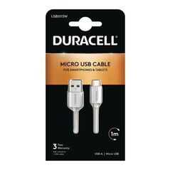 Καλώδιο Σύνδεσης USB 2.0 Duracell USB A σε Micro USB 1m Λευκό 5055190170045 5055190170045 έως και 12 άτοκες δόσεις