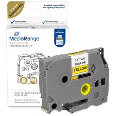 Πλαστική Ταινία Ετικετογράφου MediaRange (Brother TZ-631/TZe-631) 12 mm x 8 m (Μαύρα Γράμματα σε Κίτρινο Φόντο) (MRBTZ631) έως 12 άτοκες Δόσεις