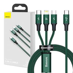Baseus Baseus Rapid Series 3-in-1 cable USB-C For M+L+T 20W 1.5m (Green ) 031025 6953156204300 CAMLT-SC06 έως και 12 άτοκες δόσεις