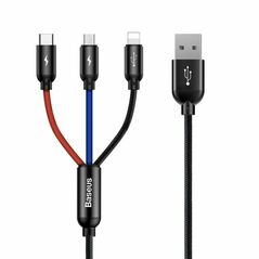 Baseus Baseus Rapid USB Cable 3in1 Type C / Lightning / Micro 3A 1,2M - Black 018722  CAMLT-BSY01 έως και 12 άτοκες δόσεις 6953156273948