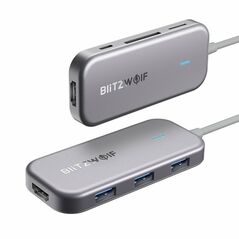 BlitzWolf 7in1 Blitzwolf BW-TH5 Hub USB-C to 3xUSB 3.0, HDMI, USB-C PD, SD, microSD 019152  BW-TH5 έως και 12 άτοκες δόσεις 5907489601665