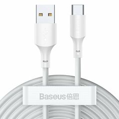 Baseus Baseus Simple Wisdom Data Cable Kit USB to Type-C 5A (2PCS/Set）1.5m White 024162  TZCATZJ-02 έως και 12 άτοκες δόσεις 6953156230309