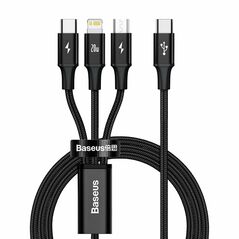 Baseus Baseus Rapid Series 3-in-1 cable USB-C For M+L+T 20W 1.5m Black 025695  CAMLT-SC01 έως και 12 άτοκες δόσεις 6953156204294