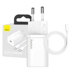 Baseus Baseus Super Si Quick Charger 1C 20W with USB-C cable for Lightning 1m (white) 025069  TZCCSUP-B02 έως και 12 άτοκες δόσεις 6953156230064