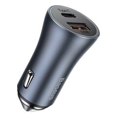 Baseus Baseus Golden Contactor Pro car charger, USB + USB-C, QC4.0+, PD, SCP, 40W (dark gray) with Cable Type-C to iP 1m Black 027237  TZCCJD-B0G έως και 12 άτοκες δόσεις 6953156207639
