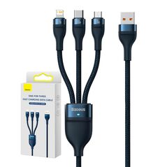 Baseus 3in1 USB cable Baseus Flash Series, USB-C + micro USB + Lightning, 100W, 1.2m (blue) 033915  CASS030003 έως και 12 άτοκες δόσεις 6932172608729