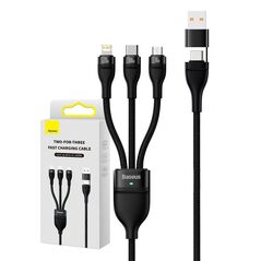 Baseus 3in1 USB cable Baseus Flash Series 2, USB-C + micro USB + Lightning, 100W, 1.2m (black) 034552  CASS030101 έως και 12 άτοκες δόσεις 6932172608743