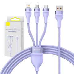 Baseus 3in1 USB cable Baseus Flash II Series, USB-C + micro USB + Lightning, 66W, 1.2m (Purple) 037284  CASS040005 έως και 12 άτοκες δόσεις 6932172618124