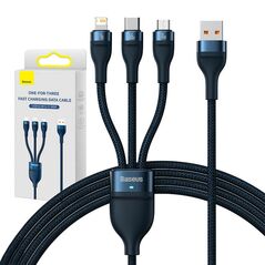 Baseus 3in1 USB cable Baseus USB 3in1 Baseus Flash Series,  USB-C + Micro + Lightning 66W, 1.2m (blue) 037283  CASS040003 έως και 12 άτοκες δόσεις 6932172618117