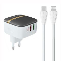 LDNIO Wall charger LDNIO A3513Q 2USB, USB-C 32W + USB-C - Lightning cable 042762  A3513Q Type C to lig έως και 12 άτοκες δόσεις 5905316142305