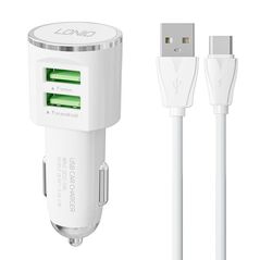 LDNIO LDNIO DL-C29 car charger, 2x USB, 3.4A + USB-C cable (white) 042831  DL-C29 Type C έως και 12 άτοκες δόσεις 5905316142749