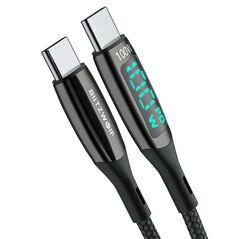 BlitzWolf USB-C to USB-C cable BlitzWolf BW-TC23, with display, 100W, 1.8m (black) 050700  BW-TC23 1.8m έως και 12 άτοκες δόσεις 5905316147171