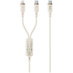 XO cable NB-Q262 2in1 PD USB-C - Lightning + USB-C 1,2m beige 60W