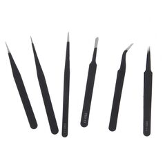 Set of 6 precision tweezers