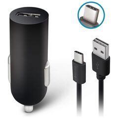 Forever M02 car charger 1x USB 2A black + USB-C cable