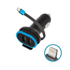 Forever CC-02 car charger 2x USB 3A black with Lightning cable 0,2 m