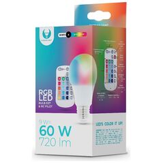 LED Bulb E27 A60 RGB + White 9W + RC Forever Light
