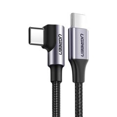 Ugreen Ugreen - Data Cable Aluminium Shell (50125) - Type-C to Angled Type-C, 60W, 2.0, PD , 2m - Space Gray 6957303851256 έως 12 άτοκες Δόσεις