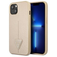 Guess case for iPhone 14 Plus 6,7&quot; GUHCP14MPSATLE beige hardcase Saffiano Triangle Logo 3666339065416