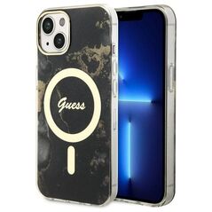Guess case for iPhone 14 6,1&quot; GUHMP14SHTMRSK black hardcase Magsafe IML Golden Marble 3666339115753
