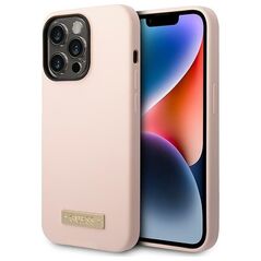 Guess case for iPhone 14 Pro Max 6,7&quot; GUHMP14XSBPLP pink hard case Liquid Silicone Logo Plate MagSafe 3666339070335