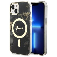 Guess case for iPhone 14 Plus 6,7&quot; GUHMP14MHTMRSK black hard case Golden Marble MagSafe 3666339115760