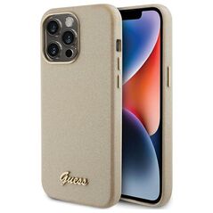 Guess case for iPhone 15 Pro Max 6.7&quot; GUHCP15XPGMCSD gold gold hardcase Glitter Glossy Script 3666339155513