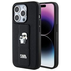 Karl Lagerfeld case for iPhone 15 Pro 6,1&quot; KLHCP15LGSAKCPK black HC GRIPSTAND SAFFIANO KC PINS 3666339206895