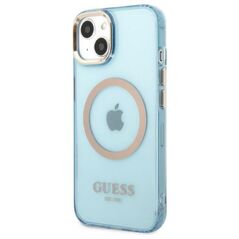 Guess case for iPhone 13 Pro / 13 6,1&quot; GUHMP13LHTCMB blue hard case Gold Outline Translucent MagSafe 3666339056995