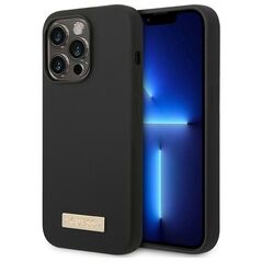 Guess case for iPhone 14 Pro Max 6,7&quot; GUHMP14XSBPLK black hard case Liquid Silicone Logo Plate MagSafe 3666339070250
