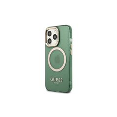 Guess case for iPhone 13 Pro / 13 6,1&quot; GUHMP13LHTCMA green hard case Gold Outline Translucent MagSafe 3666339057077