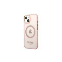 Guess case for iPhone 13 Pro / 13 6,1&quot; GUHMP13LHTCMP pink hard case Gold Outline Translucent MagSafe 3666339057114