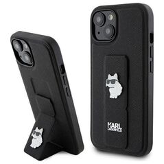 Karl Lagerfeld case for iPhone 15 6,1&quot; KLHCP15SGSACHPK black HC GRIPSTAND SAFFIANO CHOUPETTE PINS 3666339207434