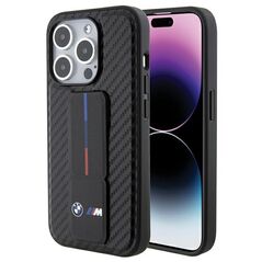 BMW case for iPhone 15 Pro 6,1&quot; black BMHCP15LGSPCCK M HC GRIP STAND PU SMOOTH AND CARBON BLACK 3666339204464