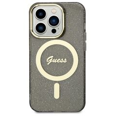 Guess case for iPhone 11 GUHMN61HCMCGK black hardcase Glitter Gold MagSafe 3666339125509