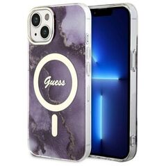 Guess case for iPhone 14 6,1&quot; GUHMP14SHTMRSU purple hard case Golden Marble MagSafe 3666339115838