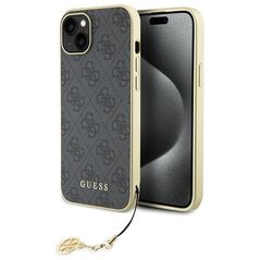 Guess case for iPhone 15 Plus 6.7&quot; GUHCP15MGF4GGR gray hardcase 4G Charms Collection 3666339171674