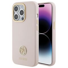Guess case for iPhone 15 Pro 6,1&quot; GUHCP15LM4DGPP pink HC SILICONE LOGO STRASS 4G 3666339148928