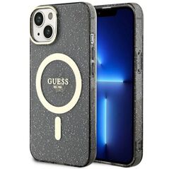Guess case for iPhone 14 Plus 6,7&quot; GUHMP14MHCMCGK black hardcase Magsafe IML Glitter Gold 3666339125578