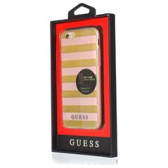 Guess iPhone 6 / 6S GUHCP6STGPI pink hard case Ethnic Chic Stripes 3D 3700740382707