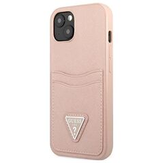 Guess case for IPhone 13 6,1&quot; GUHCP13MPSATPP hard case pink Saffiano Double Card Triangle 3666339048136