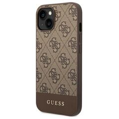 Guess case for iPhone 14 Pro Max 6,7&quot; GUHCP14XG4GLBR brown PC/TPU 4G PU case with Bottom Stripe Metal Logo 3666339088538