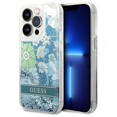 Guess case for iPhone 14 Pro Max 6,7&quot; GUHCP14XLFLSN green hardcase Flower Liquid Glitter 3666339088453