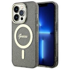 Guess case for iPhone 14 Pro Max 6,7&quot; GUHMP14XHCMCGK black hardcase Magsafe IML Glitter Gold 3666339125592