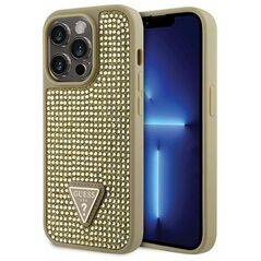 Guess case for iPhone 14 Pro 6,1&quot; GUHCP14LHDGTPD gold hardcase Rhinestone Triangle 3666339120078