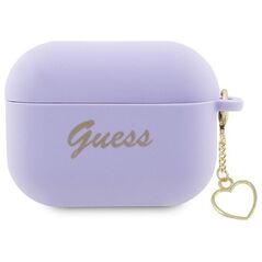 Guess case for AirPods Pro 2 GUAP2LSCHSU purple Silicone Heart Charm 3666339110994