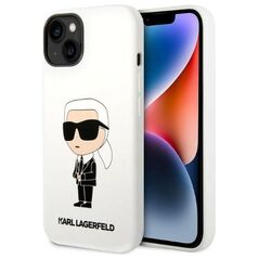 Karl Lagerfeld case for iPhone 14 Plus 6,7&quot; KLHCP14MSNIKBCH white hardcase Silicone Ikonik 3666339086619