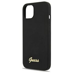 Guess case for iPhone 13 Pro Max 6,7&quot; GUHMP13XLSLMGBK black hardcase Silicone Script Gold Logo 3666339037116