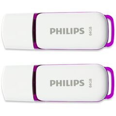 Philips Snow 2-Pack 64GB USB 2.0 Stick Μωβ (FM64FD70D/00) (PHIFM64FD70D-00) έως 12 άτοκες Δόσεις