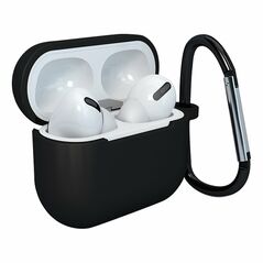 Case for AirPods 3 silicone soft case for headphones + keychain lobster clasp pendant black (case D)